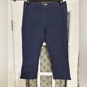 Women’s Large Betabrand Cropped Treggings Navy Blue Pull-on Work Pant EUC